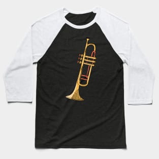 Trumpet Hand Drawn Line Art Musical Instrument Baseball T-Shirt